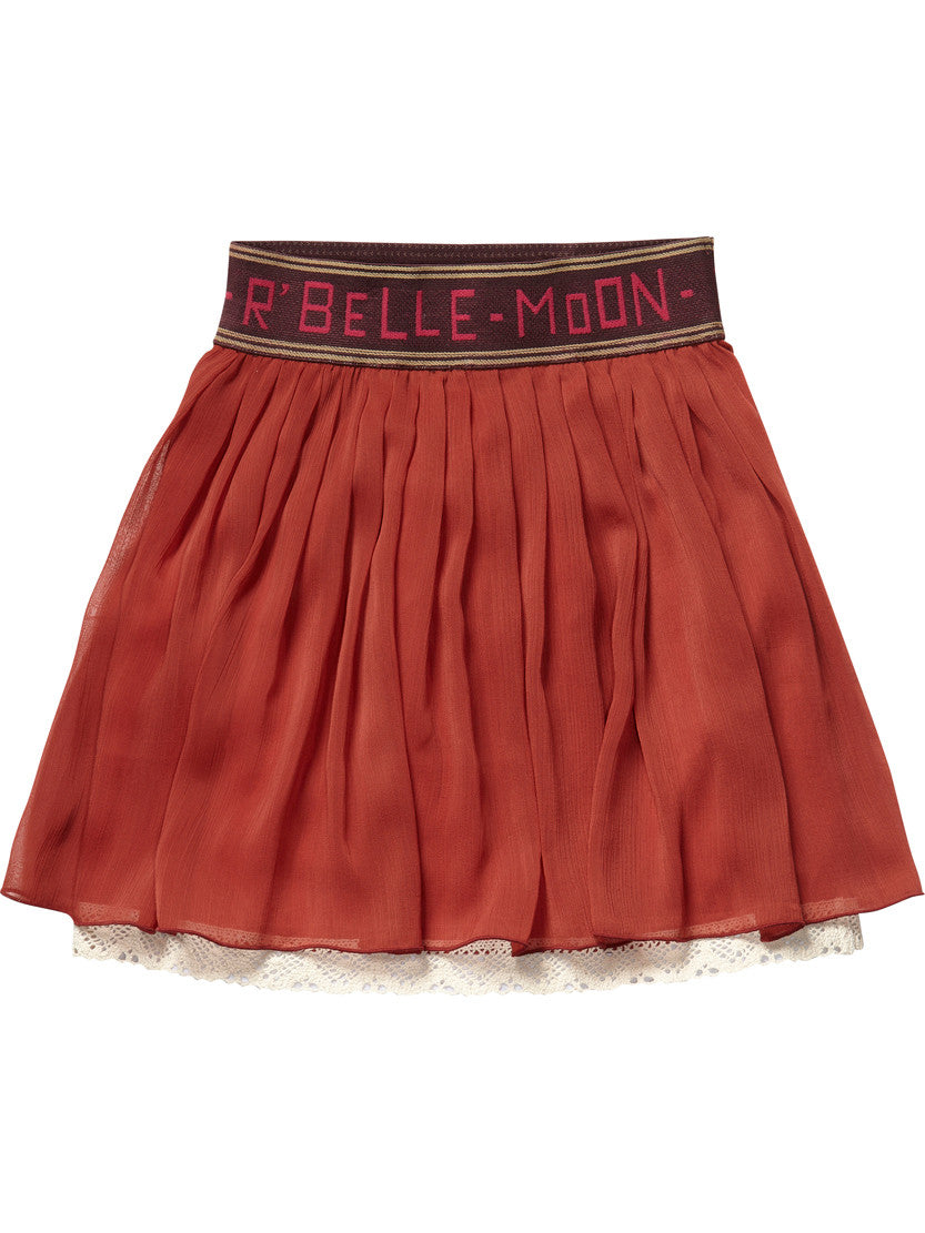 Scotch R’Belle layered orange skirt.