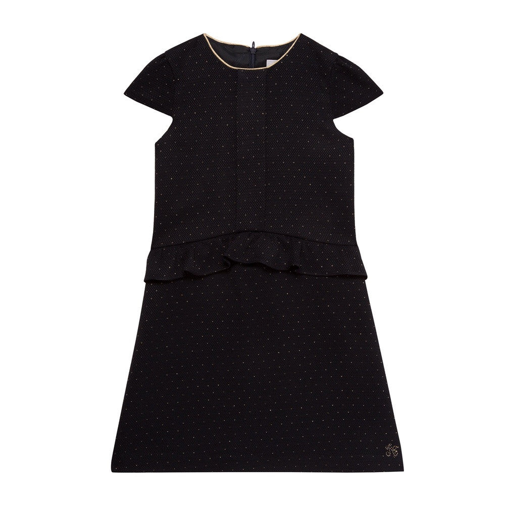 Tartine et Chocolat navy dress in front view.