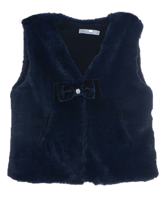 Patachou Navy Faux Fur Vest 3733202-360