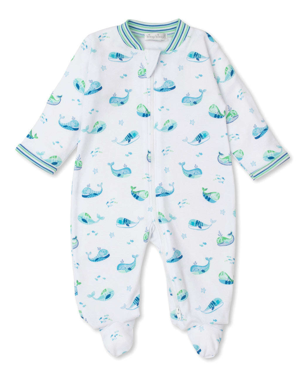 Kissy Kissy Watercolor Whales Footie (KBQ09852N)