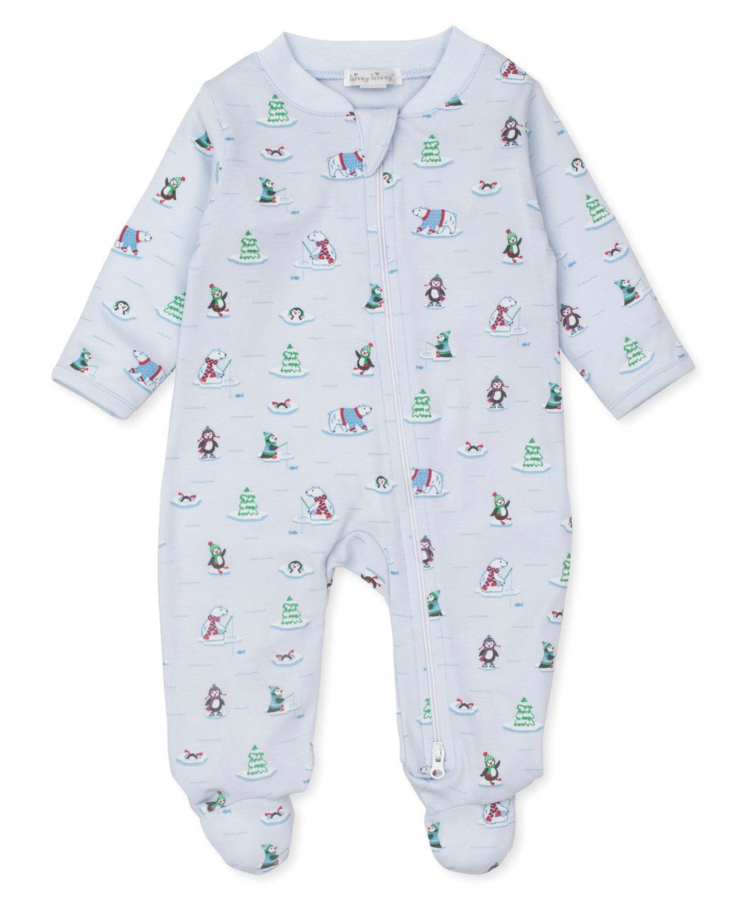 Kissy Kissy Blue Penguins and Polar Bears Footie (KGQ09124N)